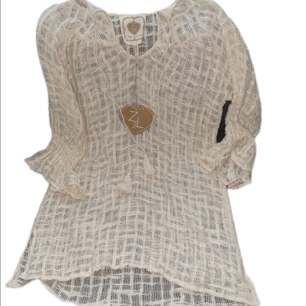 Z&L crocheted poet shirt style cover-up new with tags size small medium